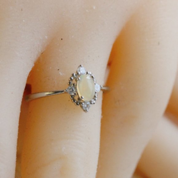 Sterling Silver Genuine Opal Ring for Her Natural Gemstone Ring Adjustable - Picture 6 of 7